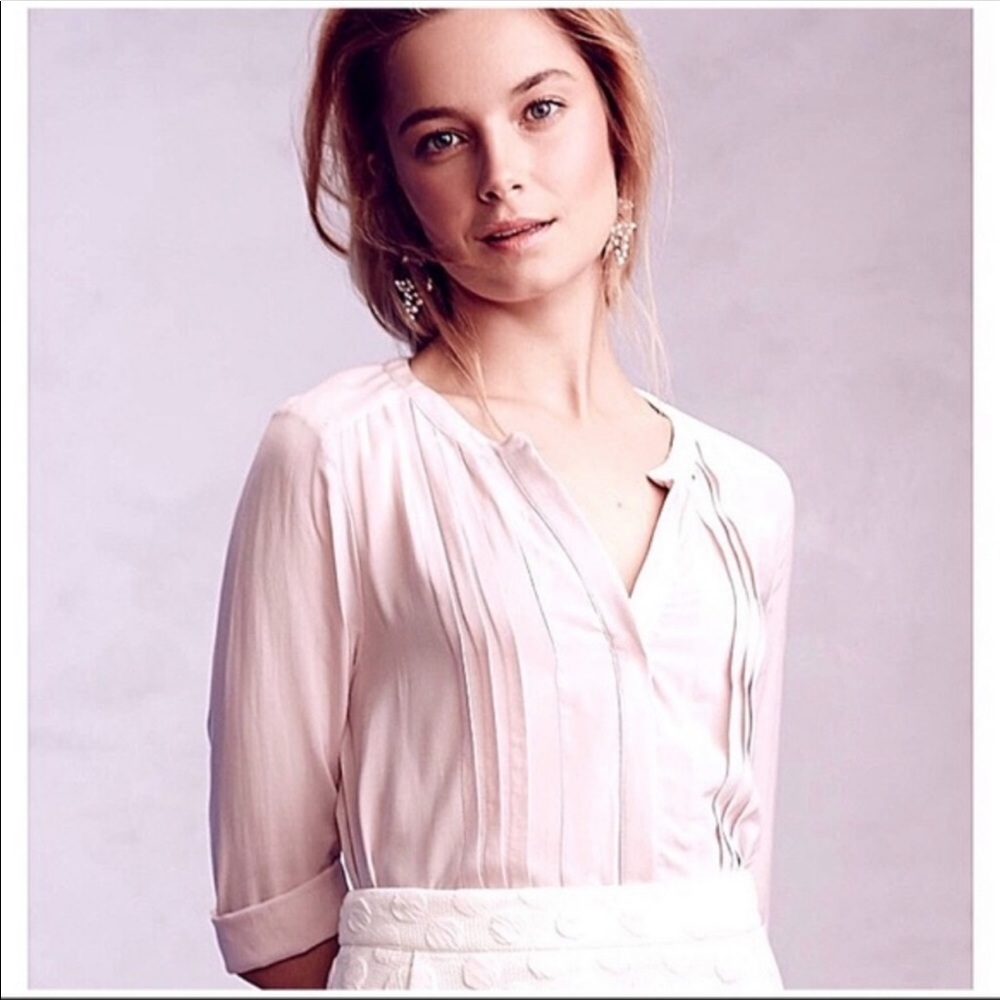3/$20 Maeve Anthropologie Light Pink Blouse